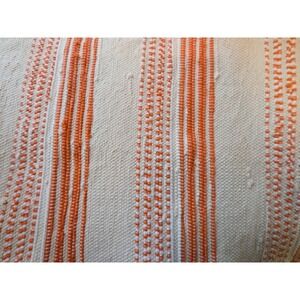 Hand Woven Egyptian Orange & Creme Woven Table Runner Nubby Rustic Weave Cheery